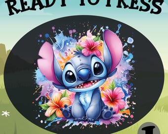 Watercolor Disney Stitch Ready To Press, Floral Disney Lilo and Stitch Dtf Transfer, Disney Family Trip Dtf, Disneyland Vacation Heat Press