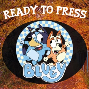 Checkered Bluey and Bingo DTF Transfer: Ready to Press