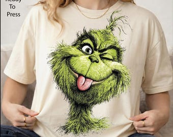 Christmas Green Monster DTF Transfer, Funny Grumpy Holiday Ready To Press, Christmas Character Iron On
