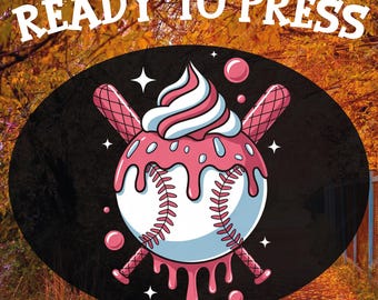 Ice Cream Baseball DTF Transfer: Game Day Heat Press Design