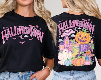 Spooky Halloween Town DTF Transfer, Pumpkin Ghost Ready to Press, Spooky Fall Iron On
