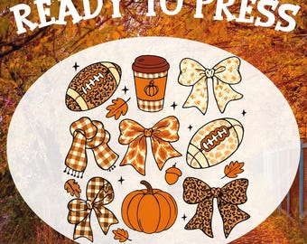 Coquette Bow Football DTF Transfer: Fall Game Day Heat Press