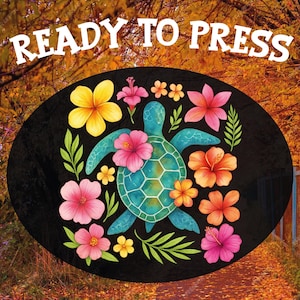 Boho Sea Turtle Ready To Press, Brushstroke Floral Turtle Design, Summer Girly Dtf, Groovy Beach Dtf Transfer, Preppy Summer Heat Press