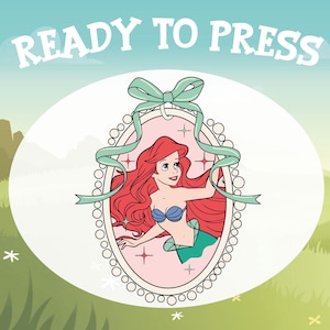 Disney Princess Ariel Ready To Press, Ariel&#39;s Magical Frame Bow Dtf, Cute Little Mermaid Heat Press, Disneyworld Girls Trip Dtf Transfer