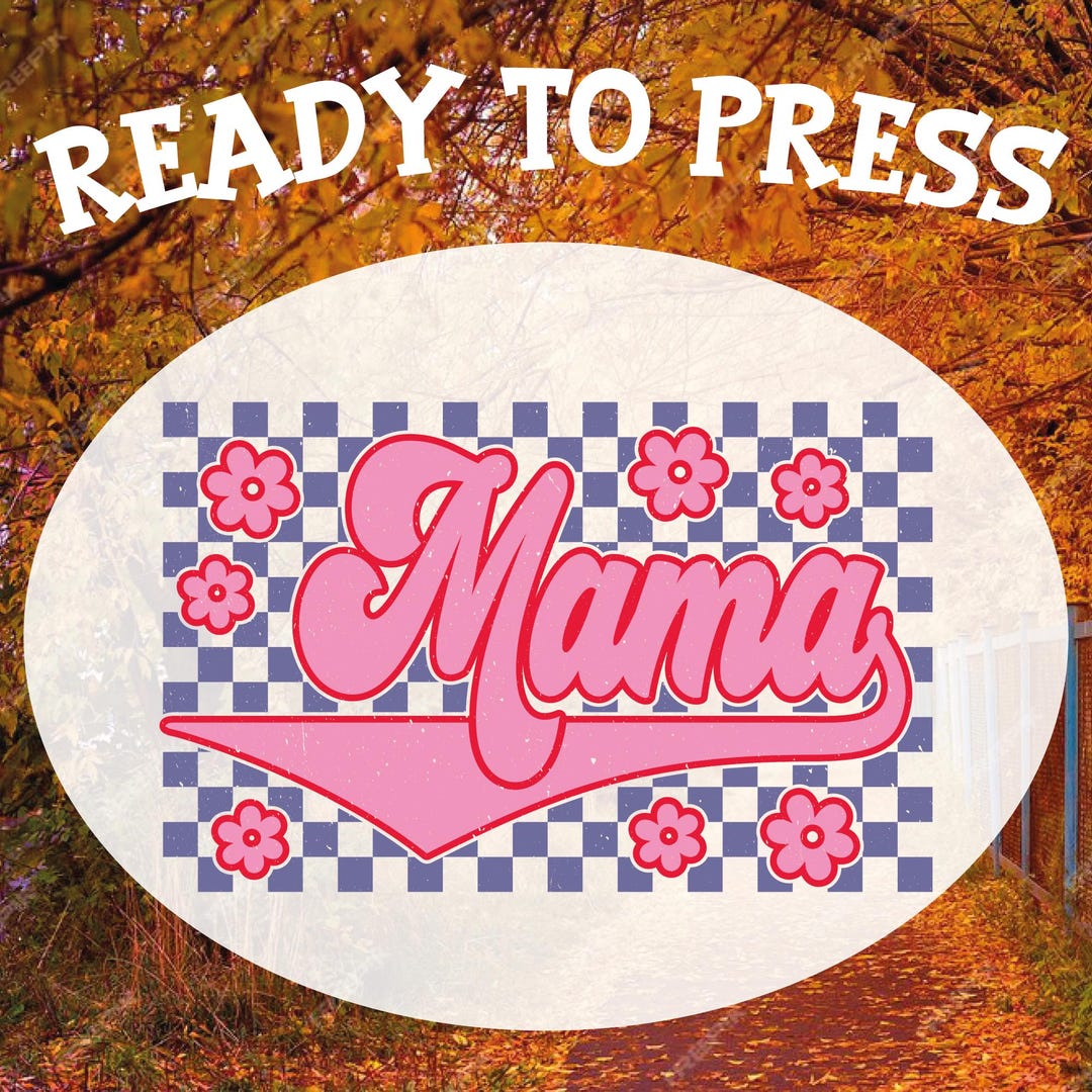 Retro Checkered Mama DTF Transfer: Floral Grunge Heat Press - Etsy