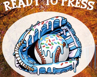 Baseball Ice Cream Drip DTF Transfer: Youth Sport Heat Press