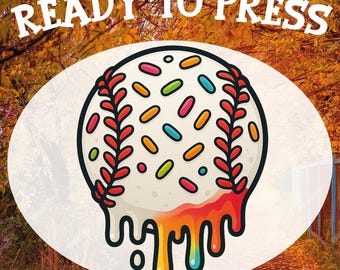 Ice Cream Baseball DTF Transfer: Game Day Heat Press