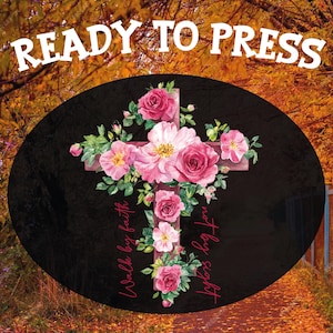 Floral Cross DTF Transfer: Boho Christian T-Shirt Design