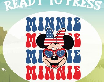 Disney 4Th Of July Ready To Press, Patriotic Mickey and Minnie Dtf, America Transfer, USA Memorial Day Dtf, Disneyland Vacation Heat Press