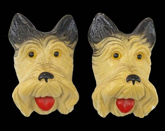 Scottie Dog Figurine Vintage Chalkware Dog Carnival Chalkware Figure Vintage Scottie Dog Collectibles
