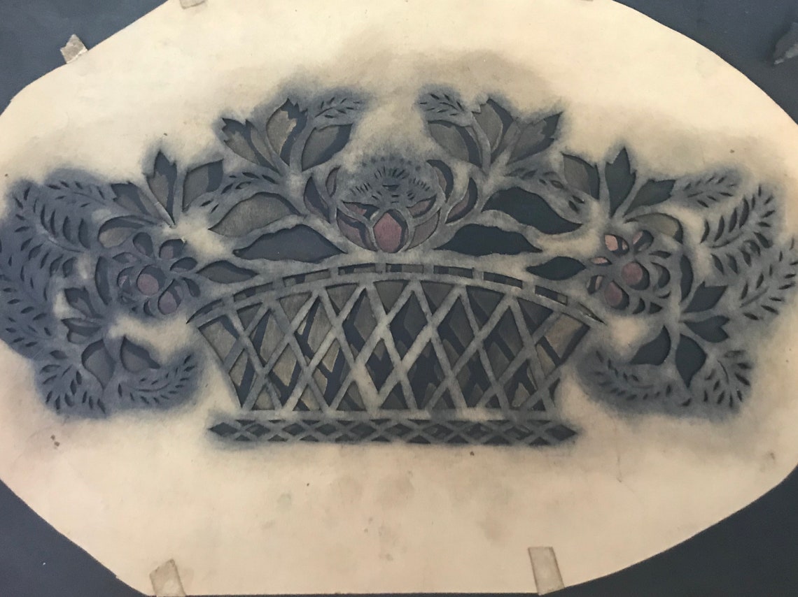 Antique Stencil Patterns Bowl Fruit Horse Carriage Toleware Etsy