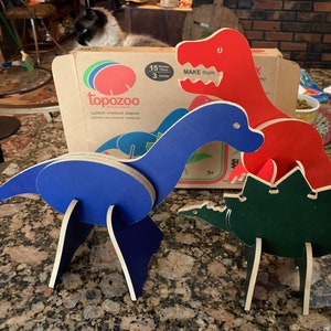 Wooden Montessori Dinosaur Figures Interchangeable Parts Topozoo Custom Created Playset Made From Recycled Materials