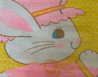 Vintage Hallmark Easter Bunny Paper Party Table In unopened Condition 1970s Ephemera Paper Collector Pink Yellow Bunny Rabbit