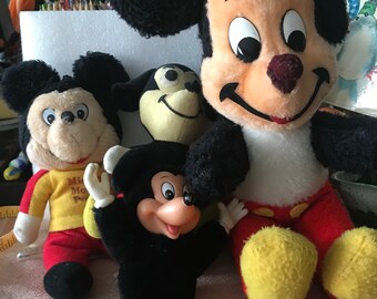 Four Vintage Micky Mouse Stuffed Toys Walt Disney Characters vintage toys