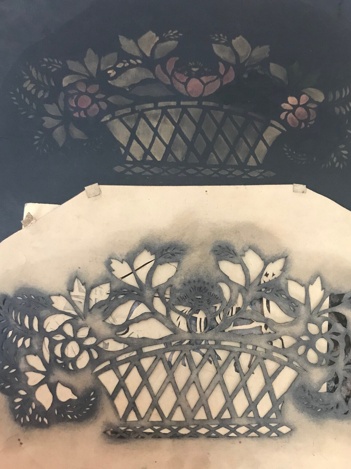 Antique Stencil Patterns Bowl Fruit Horse Carriage Toleware Etsy