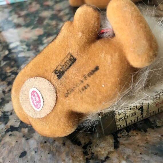 Sweet Vintage Pair of Flocked Faux Fur Valentine Lion and Lion Cub