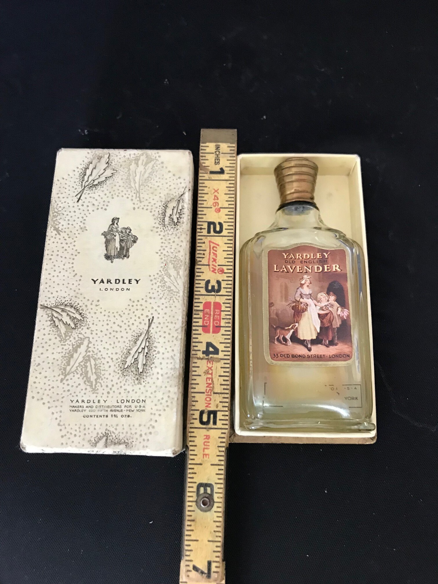 Vintage 1950s Yardley Old English Lavender Perfume Glass Bottle