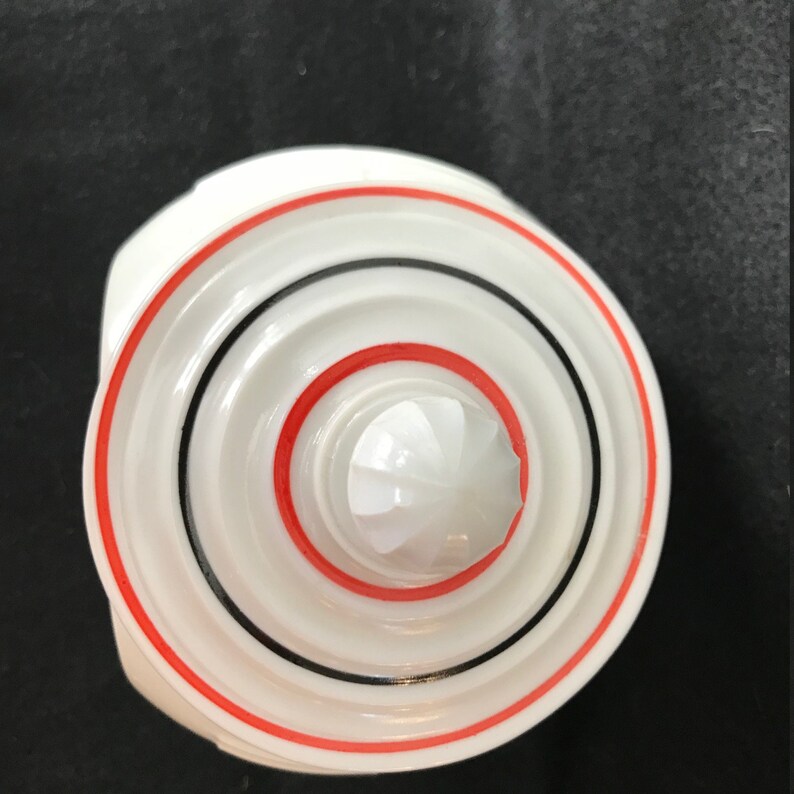 Vintage Fire King Grease Jar with Lid Black and Red Stripes Etsy