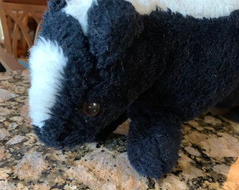 Vintage Stuffed Animal Skunk Fluffy Tail 1960s Plush Toy So Cute