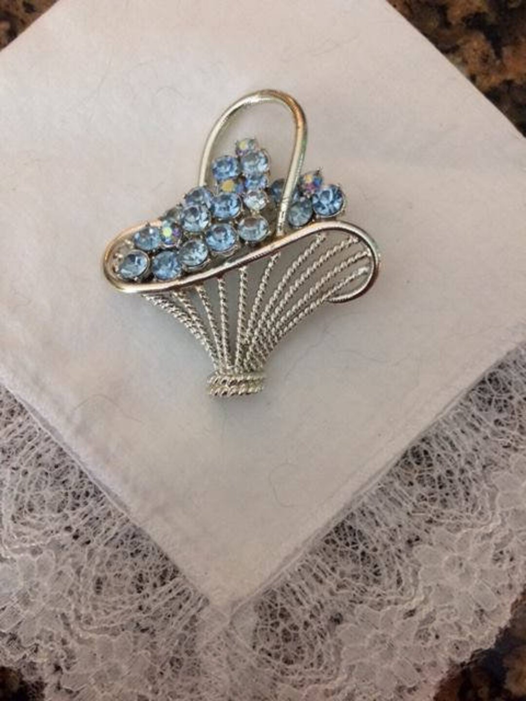 Boucles D'oreilles Vintage Roses Strass - Forme Fleur Marguerite, Clip Argenté, Occasion