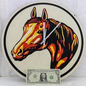 Large Horse Head Wall Clock • Silent Sweep Quartz Clock- Battery Included • OOAK 15 Inch Diameter Repurposed Barn Sign