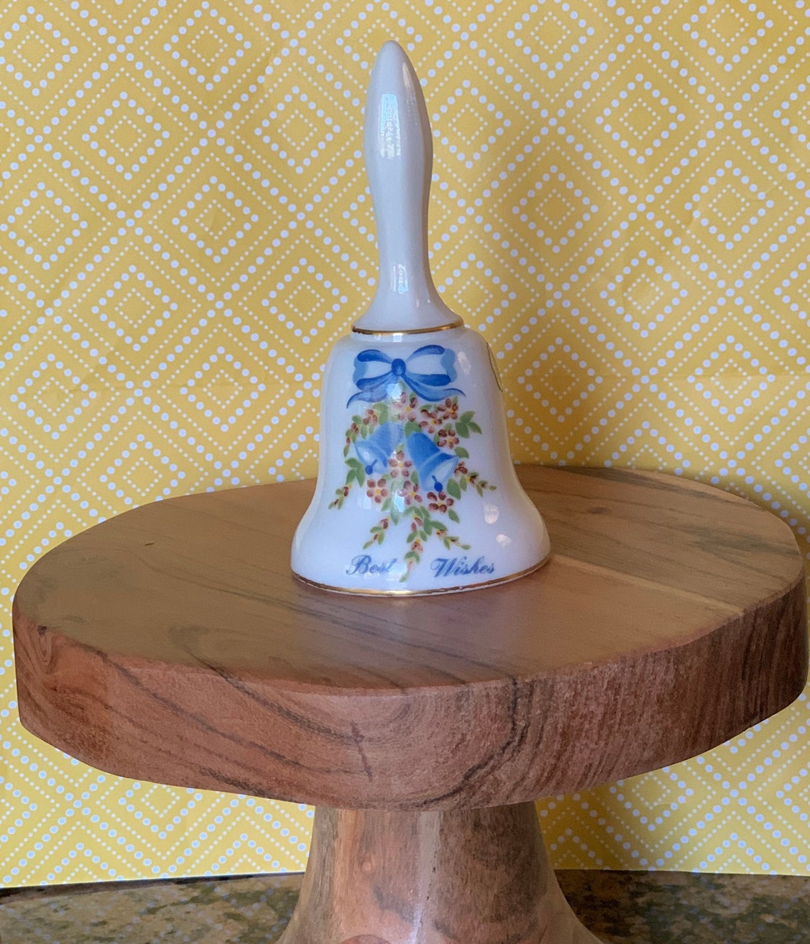 Vintage Milk Glass Westmoreland Bell Paper Label Light Blue Bow Wedding ...
