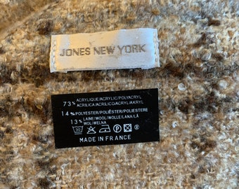Jones New York Plaid Tweed Plaid Winter Scarf Made in France Male or Female Beige Brown