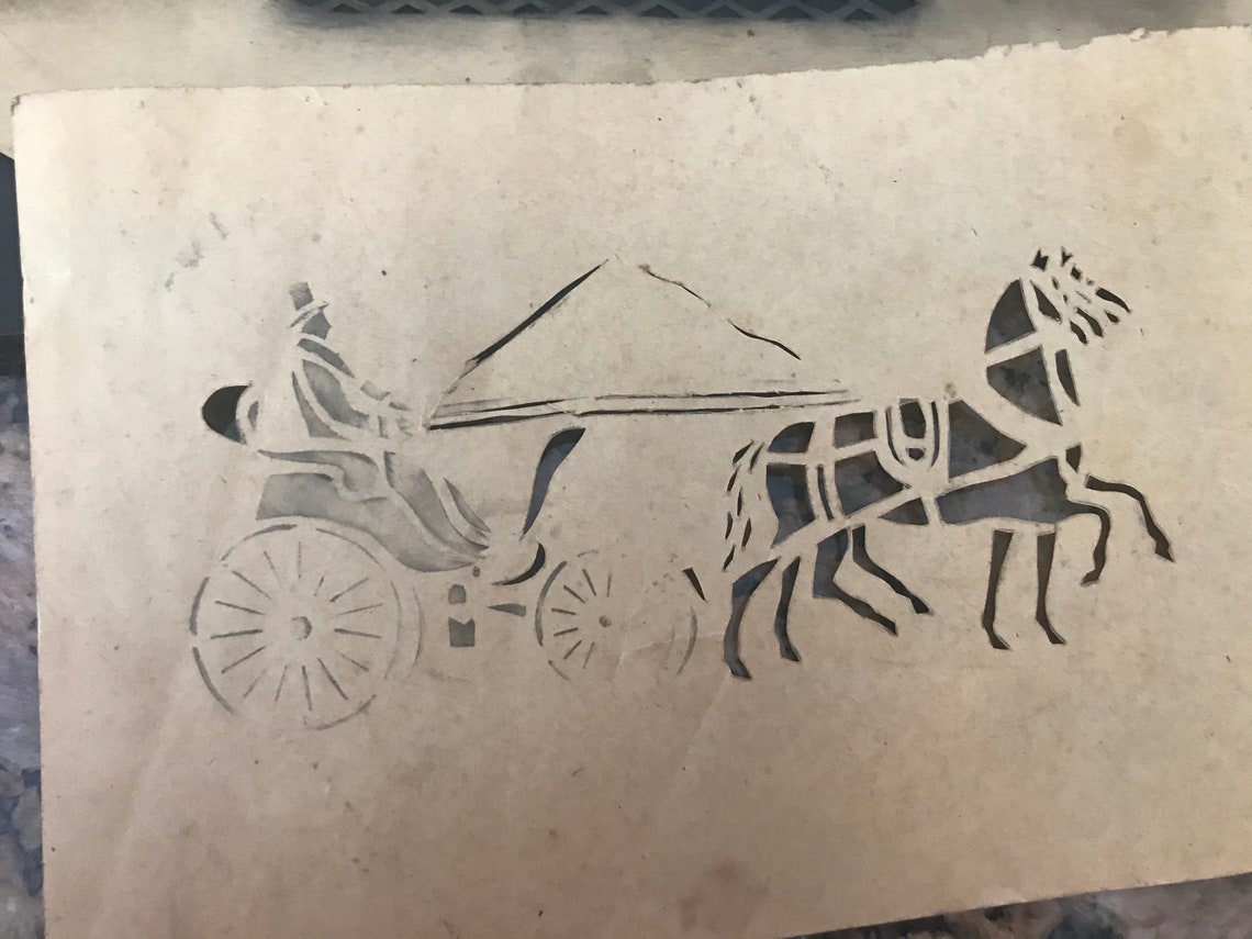 Antique Stencil Patterns Bowl Fruit Horse Carriage Toleware Etsy