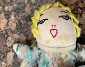 Vintage Topsy Turvey Cloth Rag Doll Three Faces Ceed Seed Cloth Wolf Grandma Young girl Unusual Wolf Face Handmade Crewel Work faces