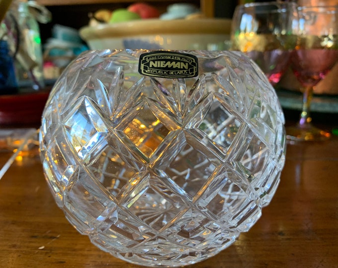 Vintage Lead Crystal Pattern Glass Rose Bowl by Nieman With Etsy