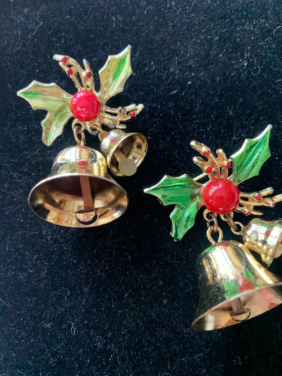 Pair of Great Vintage Christmas Bell Brooches Mak… - image 2