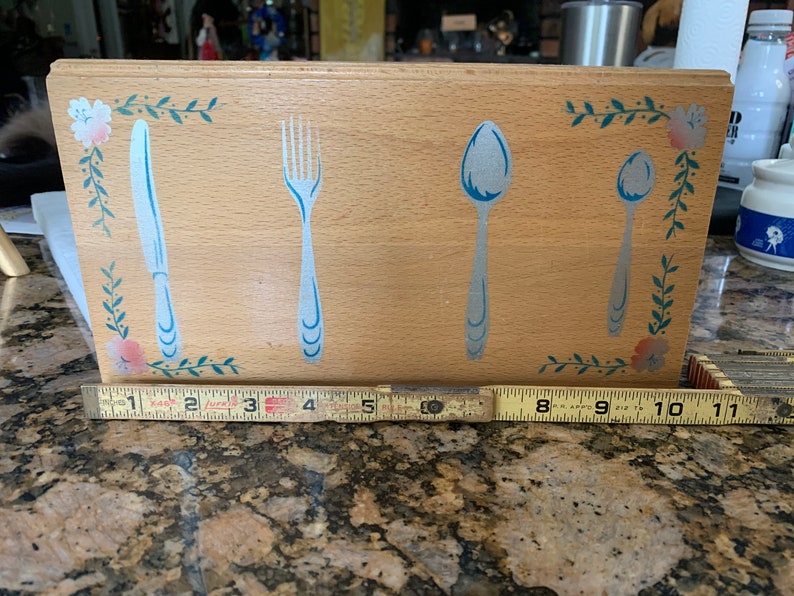 Folk Art Wooden Picnic Country Kitchen Silverware Caddy by Etsy