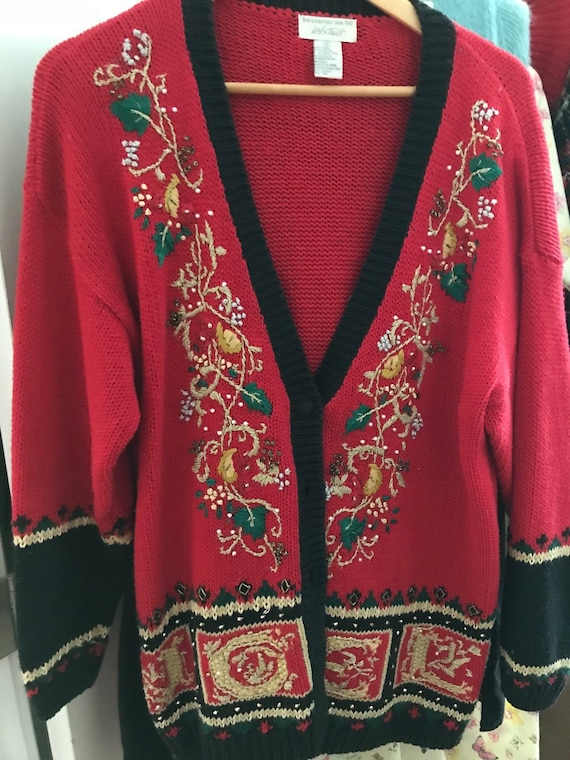 Vintage Lord Taylor Ladies Embroidered Christmas C