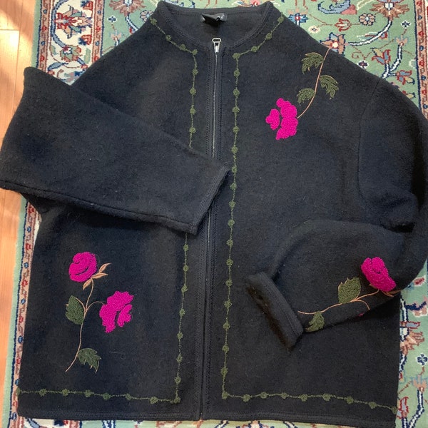80's Ivory Boiled Wool Button Up Sweater by Tally Ho main image 0