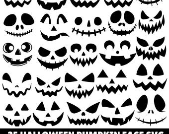 Pumpkin Face SVG-bundel: Halloween Jack O' Lantern-clipart (digitale download)