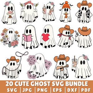 Cute Ghost Svg | Kawaii Halloween Ghost Clipart | Boo Svg | Spooky Cute Ghost PNG | Ghost Svg for Cricut & Sublimation | Cute Halloween SVG