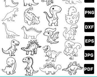 Kawaii Dinosaur SVG Bundle | Dino Clipart for Kids (Digital Download)