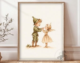 Fairy Nursery Wall Art, PRINTABLE Fairytale Nursery Decor, Vintage Fairy Tale Print, Digital Download