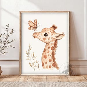 Baby Giraffe Watercolor Nursery Art: Safari Animal Print (Digital Download)