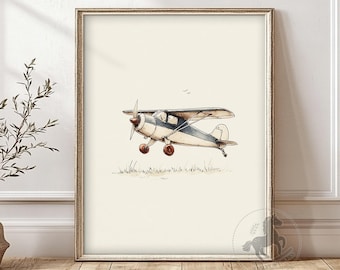 Vintage Flugzeug Kinderzimmer Bild: Aquarell Flugzeug Poster, Junge Zimmer Deko (Digitaler Download)