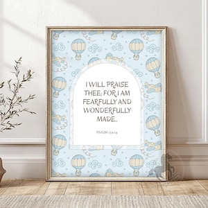 Psalm 139 Nursery Wall Art, Printable Religious Nursery Decor, Bible Verse Poster Print, Digital Download