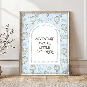 Adventure Nursery Wall Art, Printable Boy Nursery Decor, Hot Air Balloon Poster Print, Digital Download