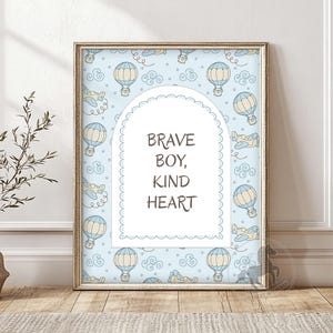 Brave Boy Nursery Print: Hot Air Balloon & Airplane Art (Digital Download)