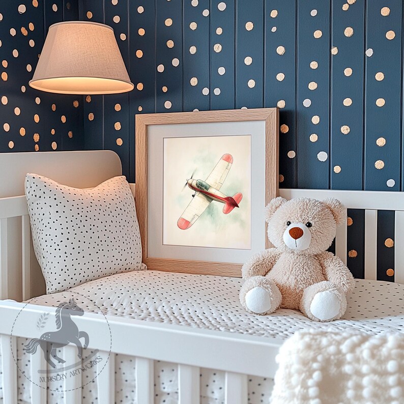Airplane Nursery Wall Art, PRINTABLE Boy Nursery Decor, Vintage ...