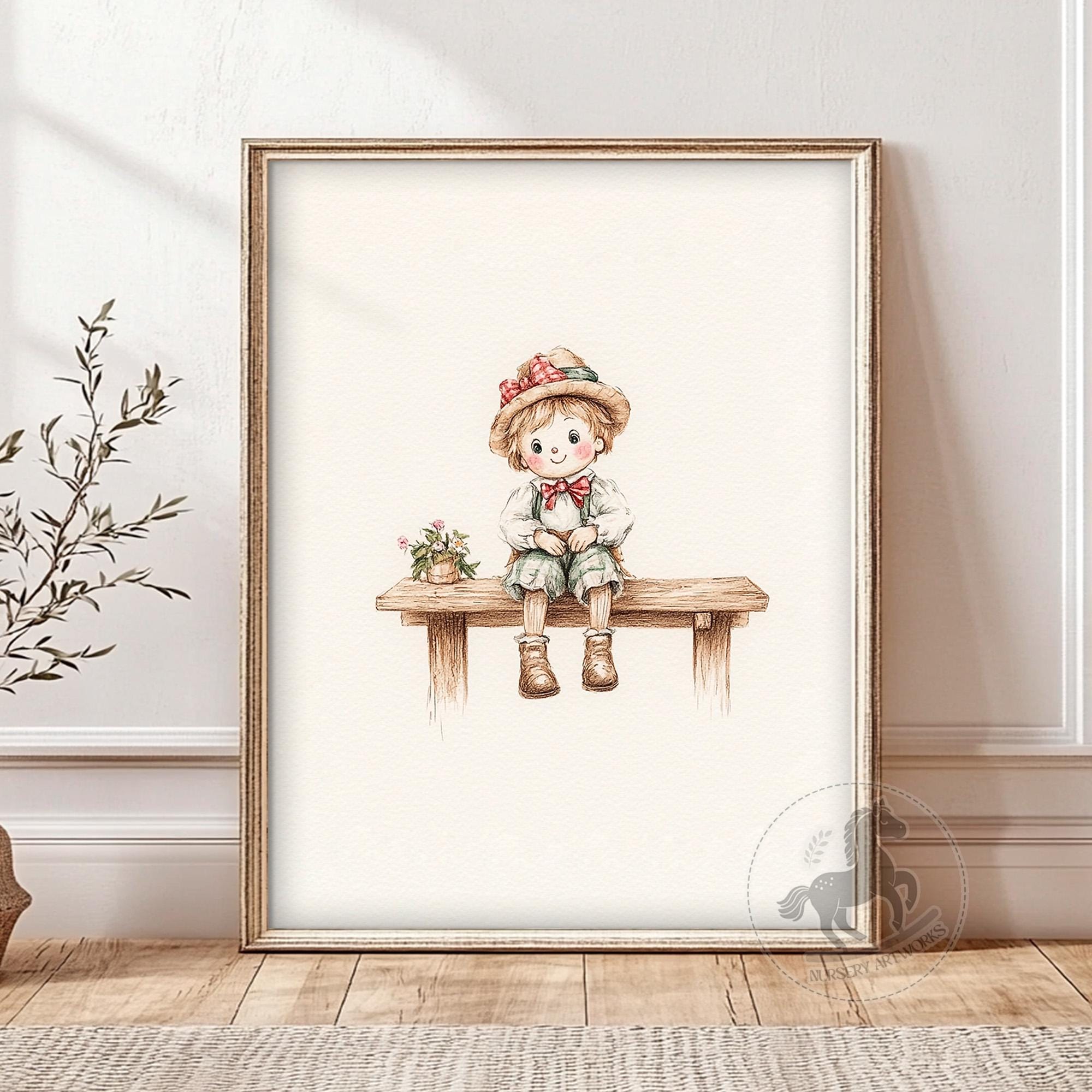 Pinocchio Nursery Art | Neutral Fairy Tale Wall Art | Kids Room Decor | Printable Digital Download
