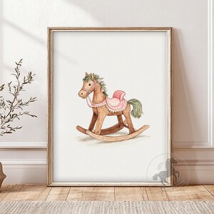 Rocking Horse Nursery Art | Vintage Toy Animal Wall Print for Kids | Playroom Decor | Printable Digital Download