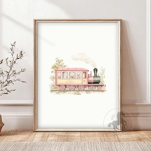 Train Nursery Wall Art, Printable Adventure Nursery Decor, Vintage Steam Train Poster Print, Digital Download