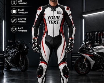 Custom Leather Racing Suit, Personalized Biker Track Gear, Custom Logo Motorcycle Apparel