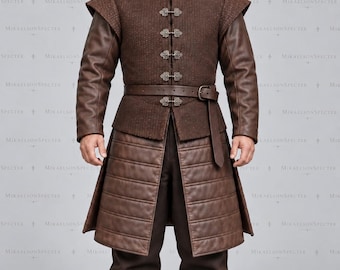 Tyrion Lannister LARP Medieval Noble Costume, Brown Fantasy Cosplay for Men