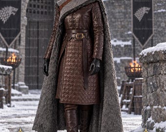 Arya Stark Inspired Costume, Winterfell Medieval Armor, Game of Thrones LARP Cosplay for Women